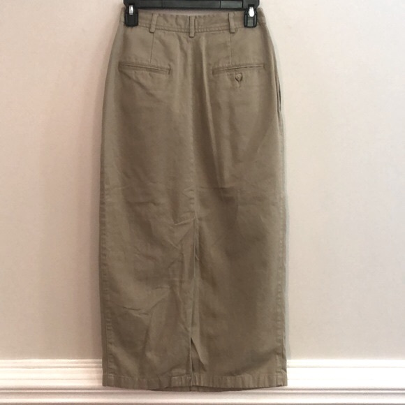 Vintage Ralph Lauren Blue Label Khaki Chino Maxi Skirt Size 4 - Picture 2 of 10